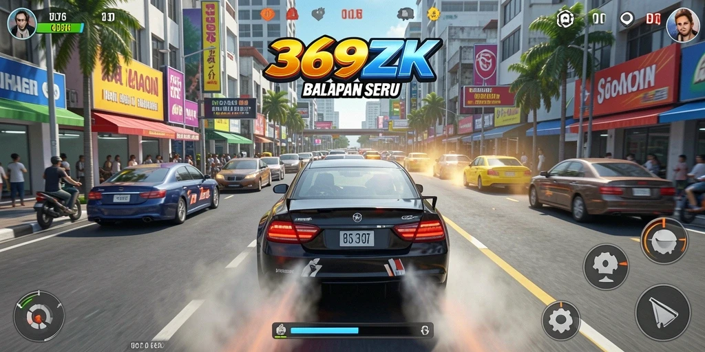 Gameplay balapan seru di 369ZK dengan mobil bertenaga.