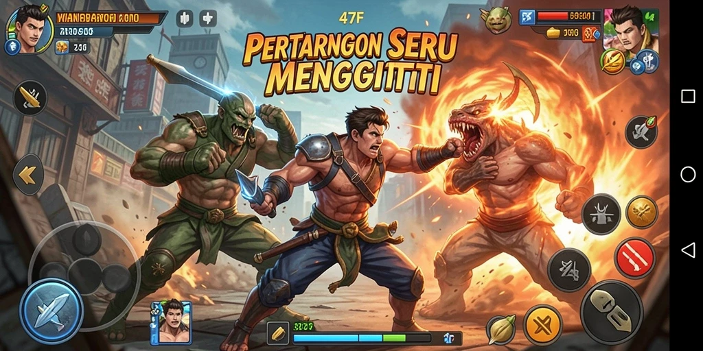 Gameplay Fighting yang dinamis dan penuh aksi di 47F.
