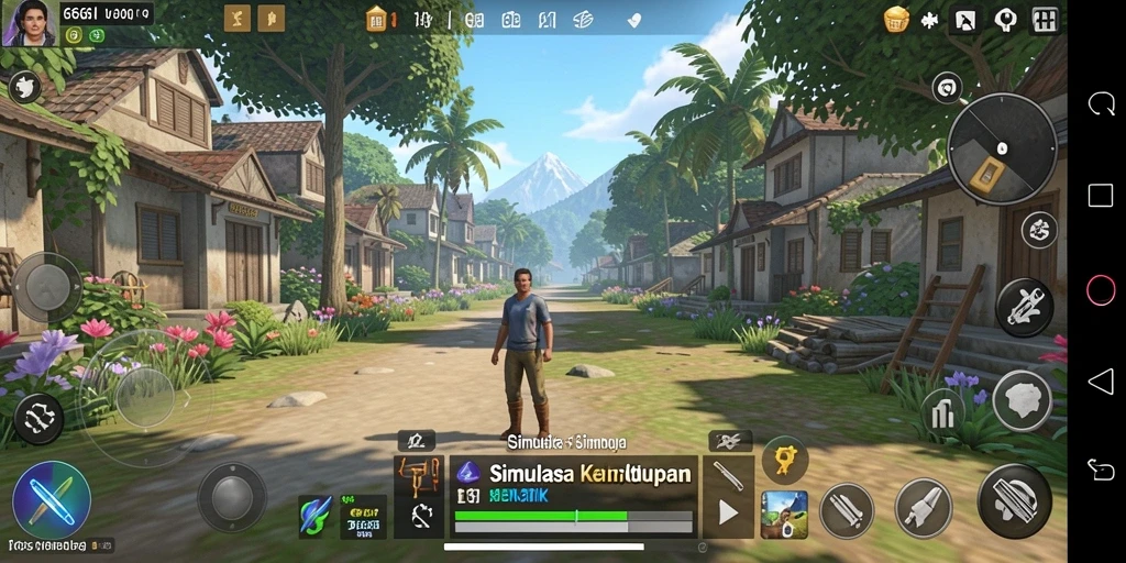 Gambar menunjukkan karakter utama dalam gameplay simulasi yang mendalam.