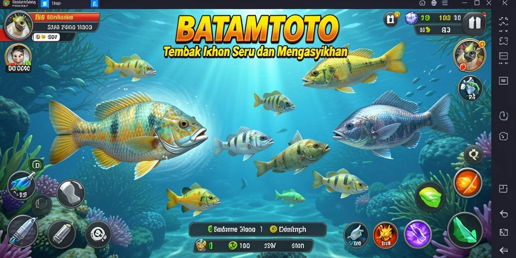 Screenshot gameplay BATAMTOTO menunjukkan aksi seru menembak ikan.