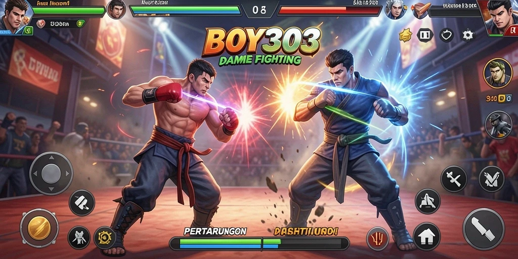 Tangkapan layar gameplay BOY303 menunjukkan aksi pertarungan yang seru dan mendebarkan.