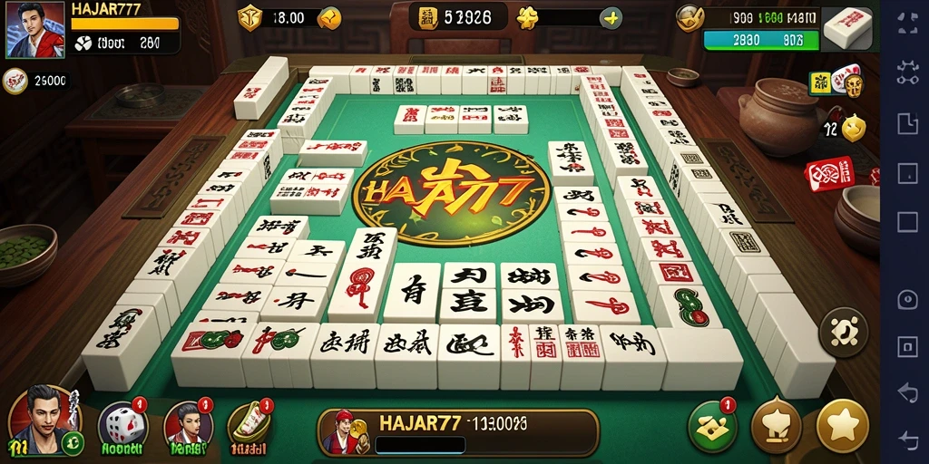 Tampilan gameplay seru di HAJAR777 dengan berbagai ubin Mahjong.