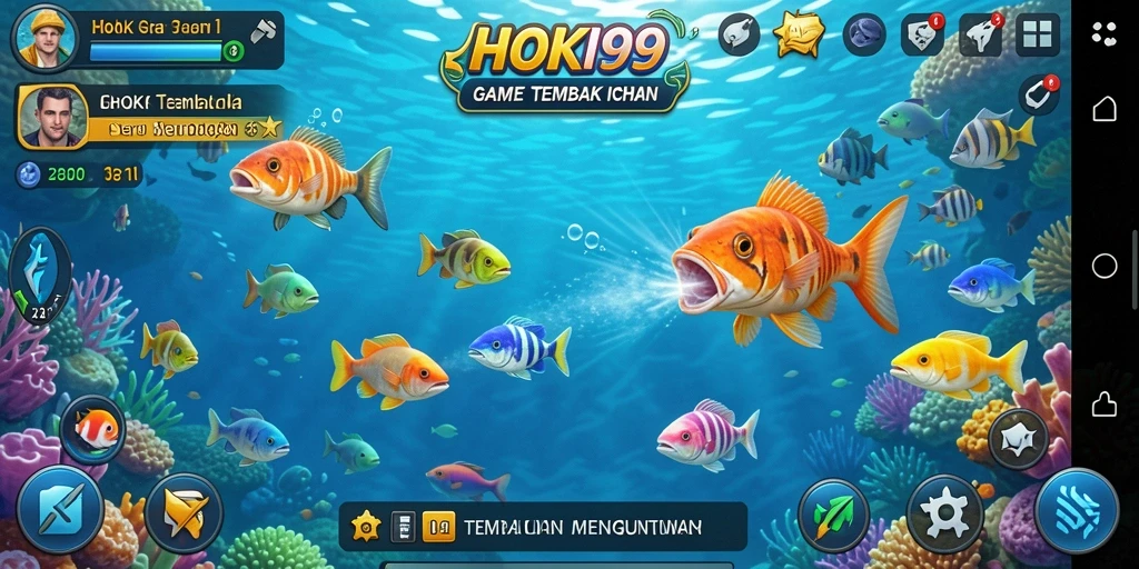 Tampilan gameplay seru HOKI99 dengan berbagai jenis ikan.