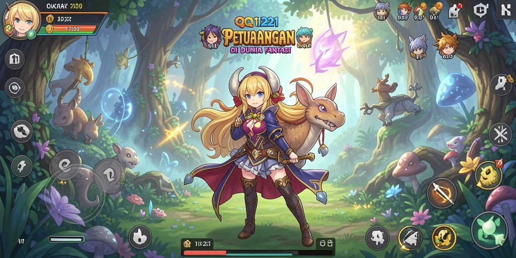 Tangkapan layar gameplay QQ1221 menampilkan karakter Anime yang beraksi.