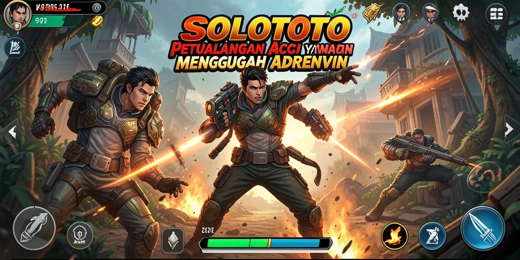 Screenshot SOLOTOTO menunjukkan aksi intens dan grafis menawan.