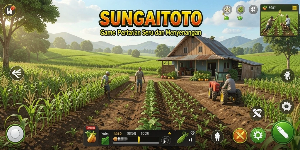 Screenshot utama SUNGAITOTO menampilkan gameplay bertani yang seru dan interaktif.