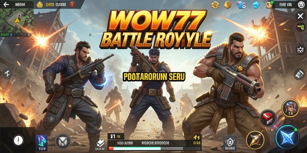 Gameplay WOW77 yang seru dan mendebarkan dalam pertempuran Battle Royale.
